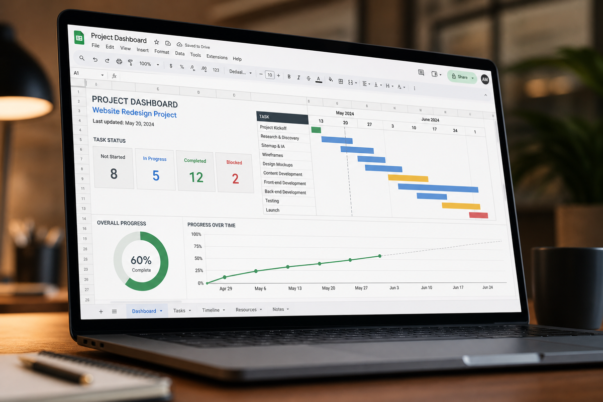 Everything a Project Needs, in One Place: The Complete Project Manager Toolkit in Google Sheets