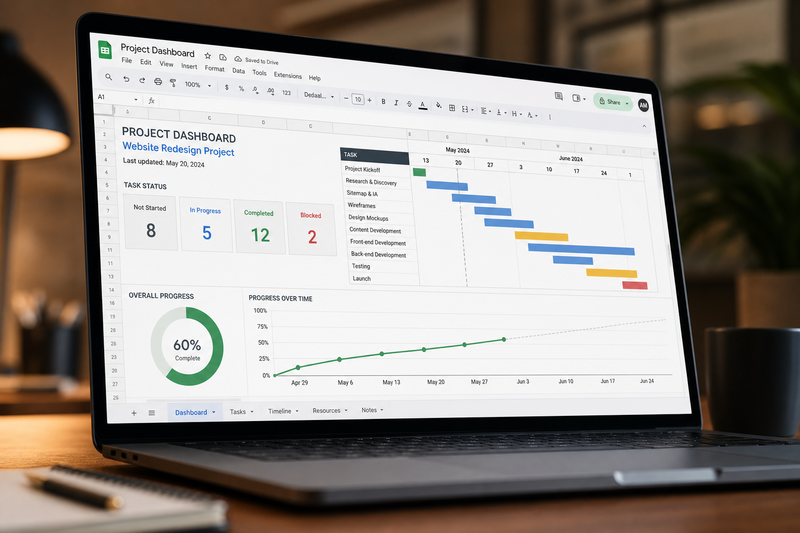 Everything a Project Needs, in One Place: The Complete Project Manager Toolkit in Google Sheets