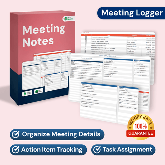 Meeting Notes Template | Agenda | Minutes | Action List – ACESHEETS Inc