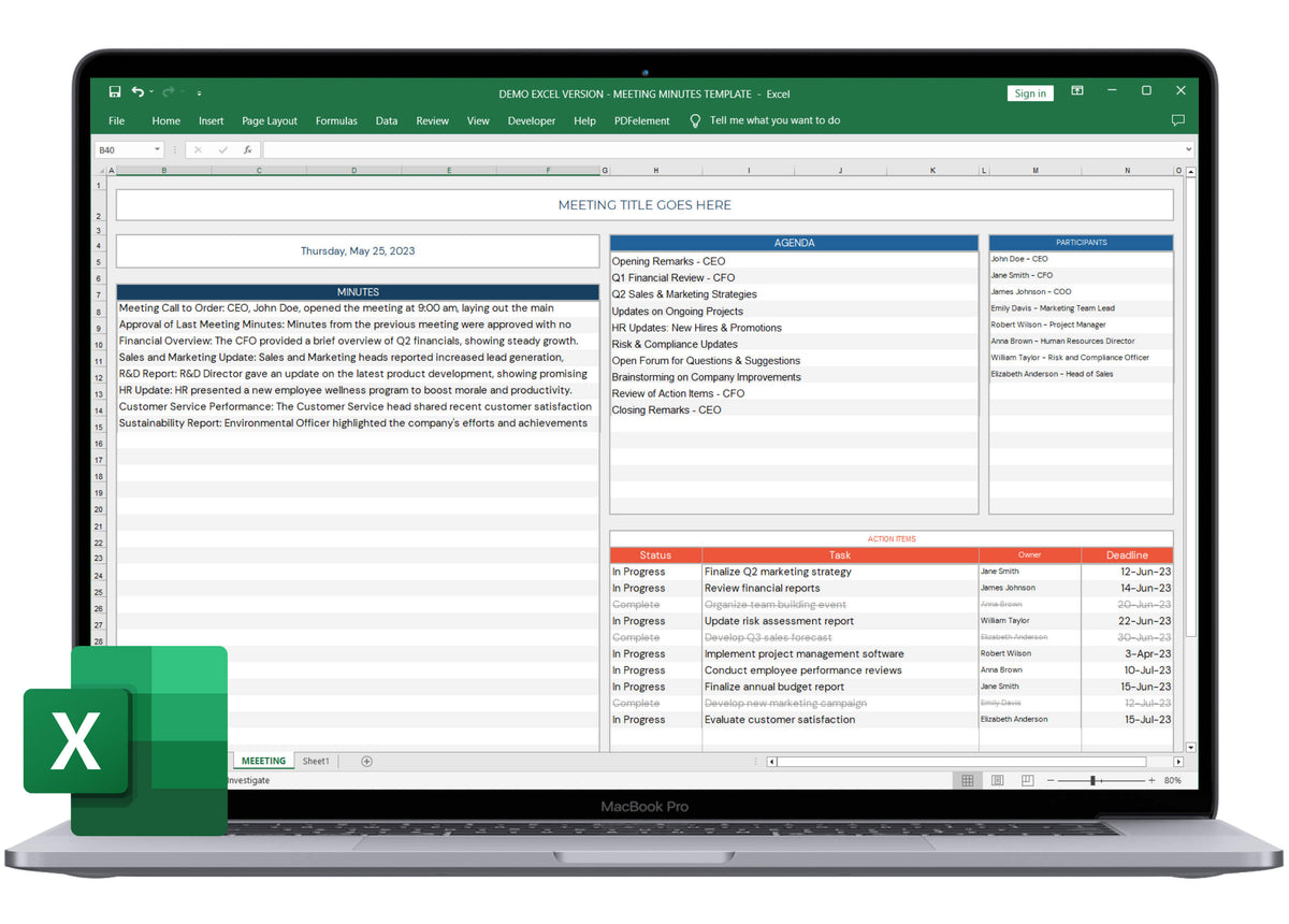 Excel Meeting Template