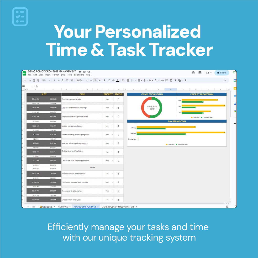 Pomodoro Tracker | Daily Task Checklist