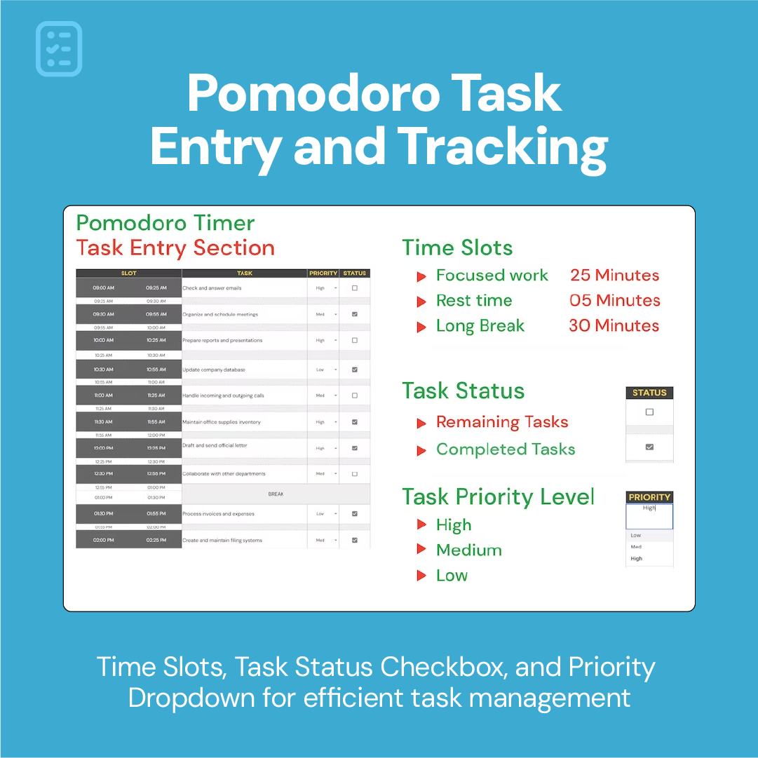 Pomodoro Tracker | Daily Task Checklist